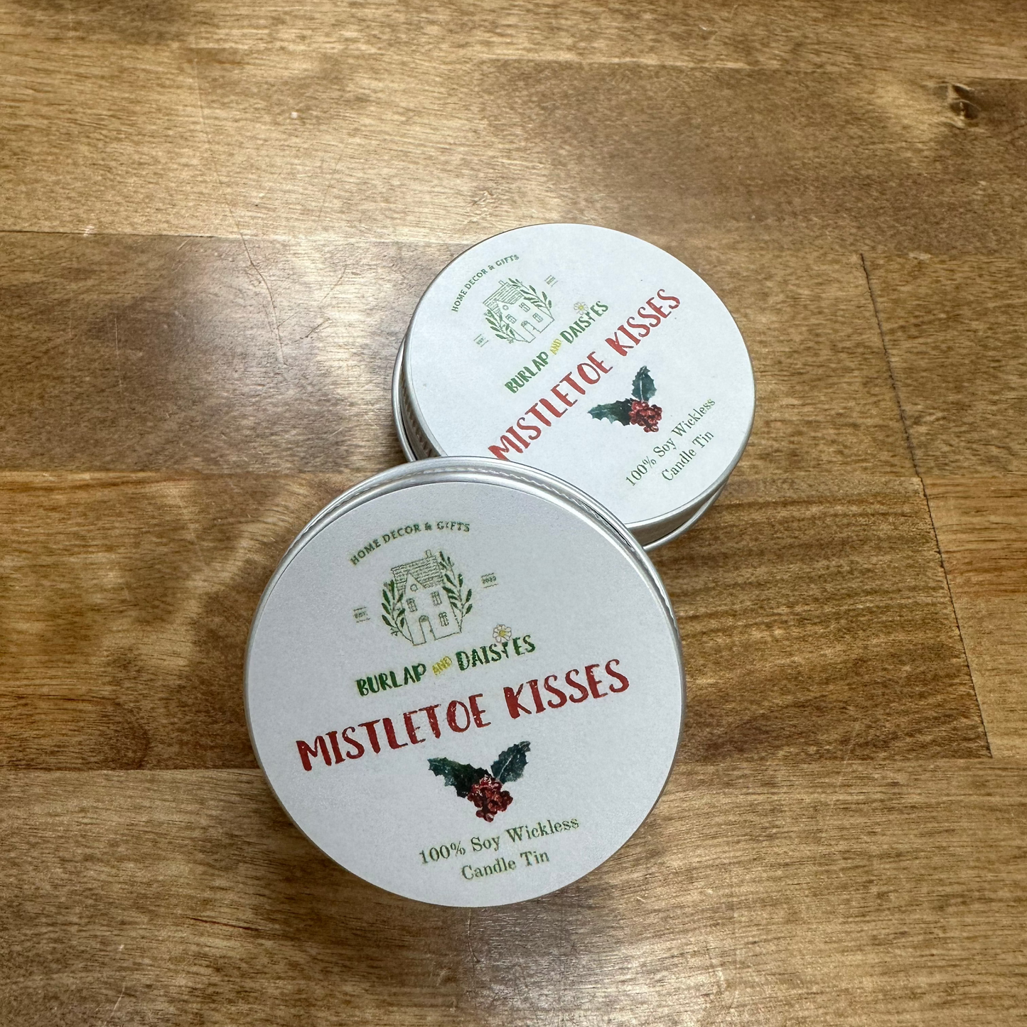 Mistletoe Kisses Wickless Tin