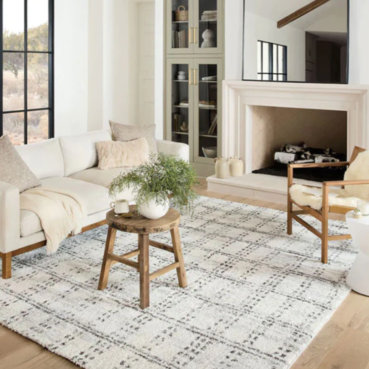 Shag Cream/Gray Rug 3' x 6'