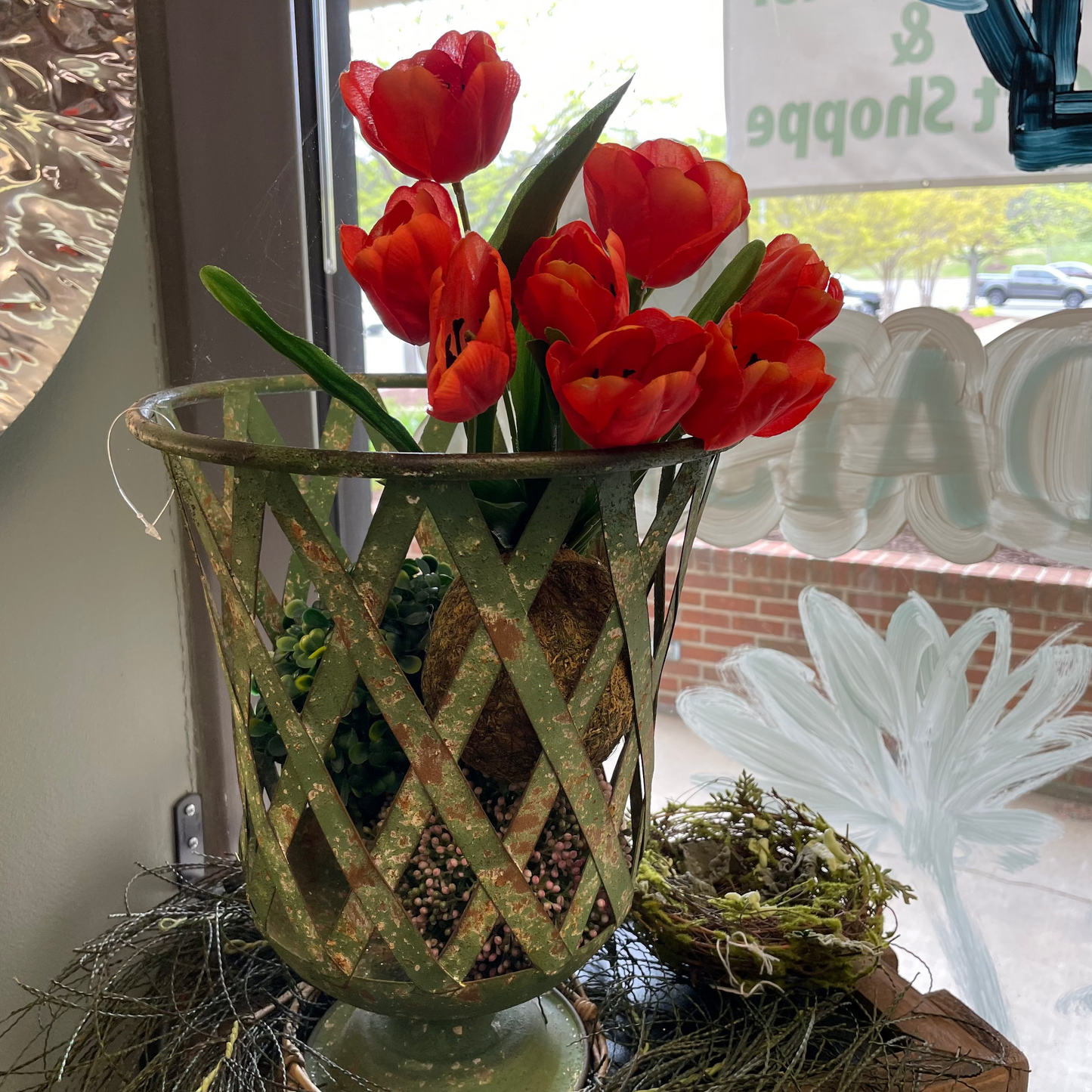 LG Distressed Green Planter