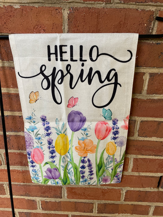Garden Flag - Hello Spring Tulips
