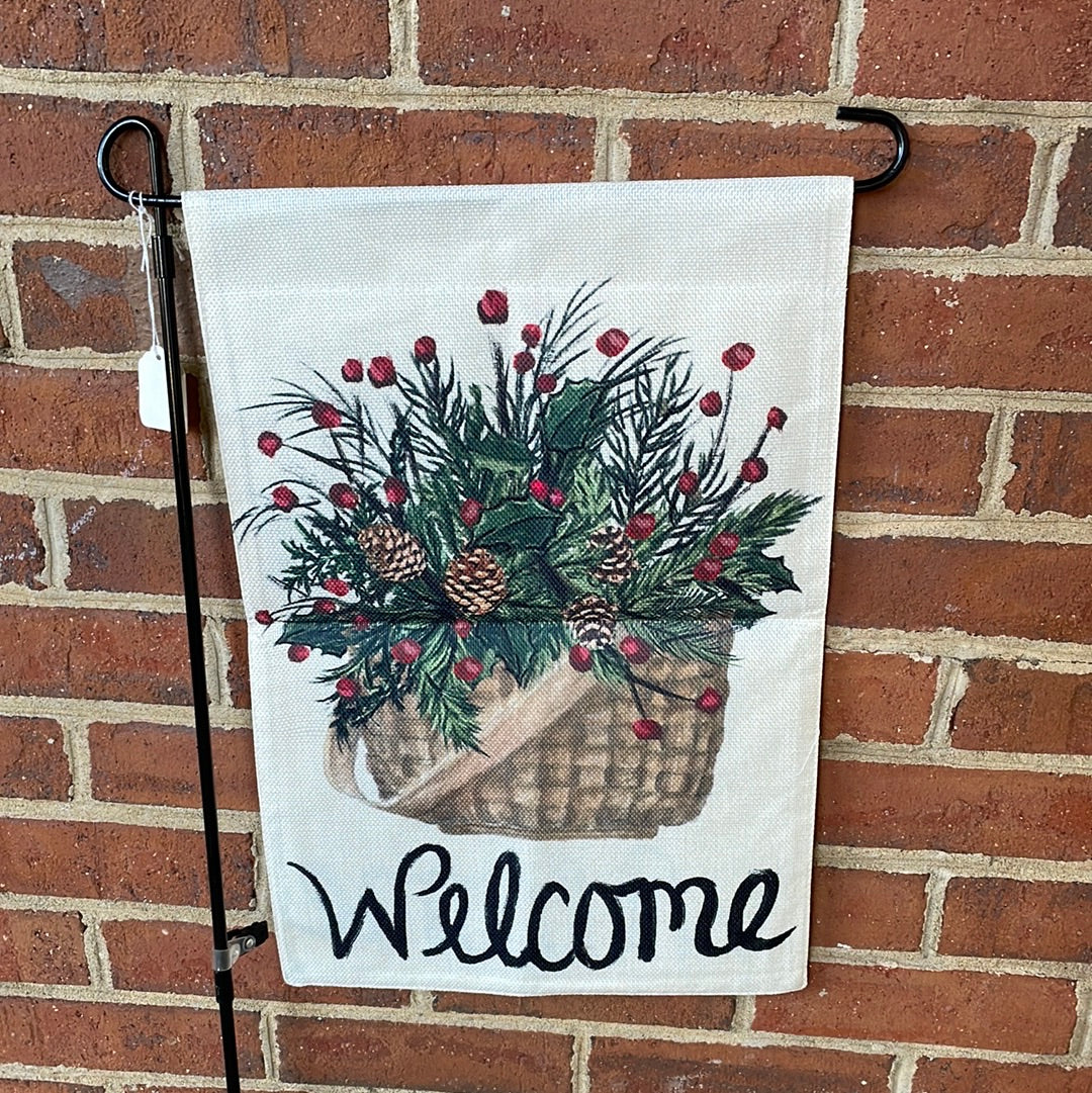 Garden Flag - Welcome Winter Basket