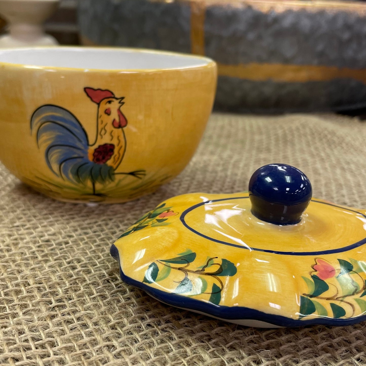 Small Rooster Lidded Sugar bowl