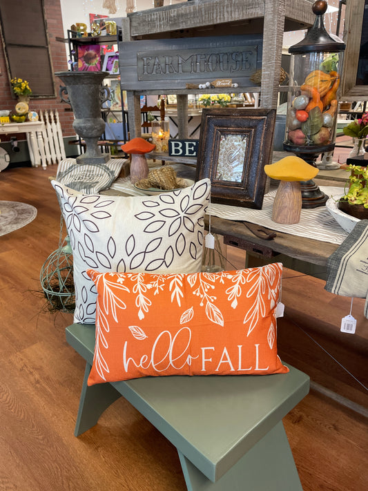 Hello Fall Orange Lumbar Pillow