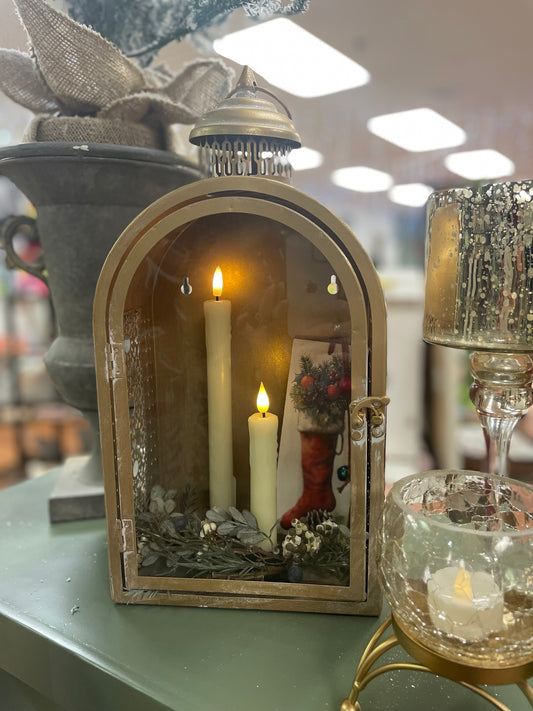 Gold Glass Front Lantern