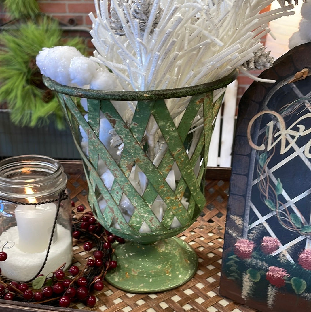 Distressed Green Planter - SM