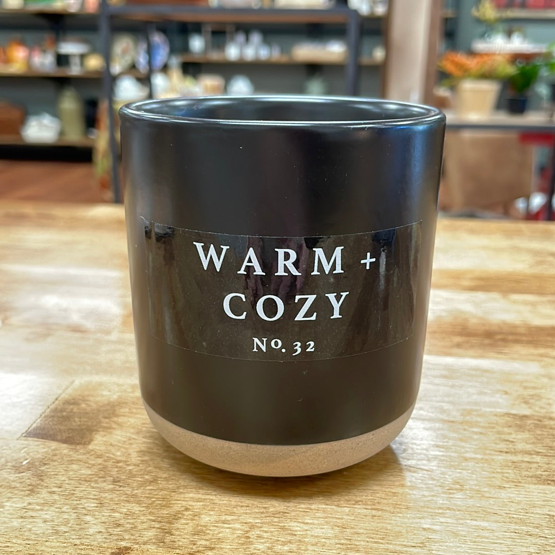 Warm and Cozy Soy Candle - Black Stoneware Jar