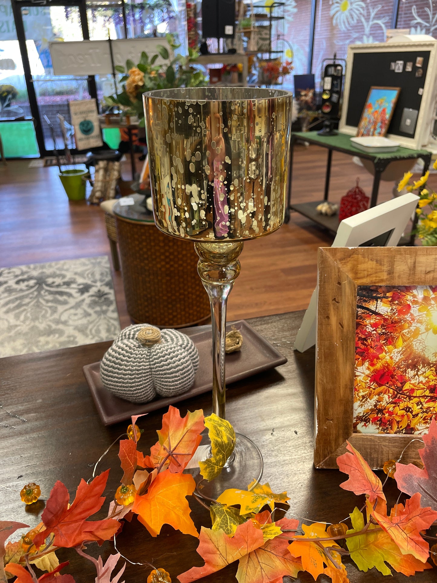 Gold Mercury Glass Candleholder - 15 1/2"