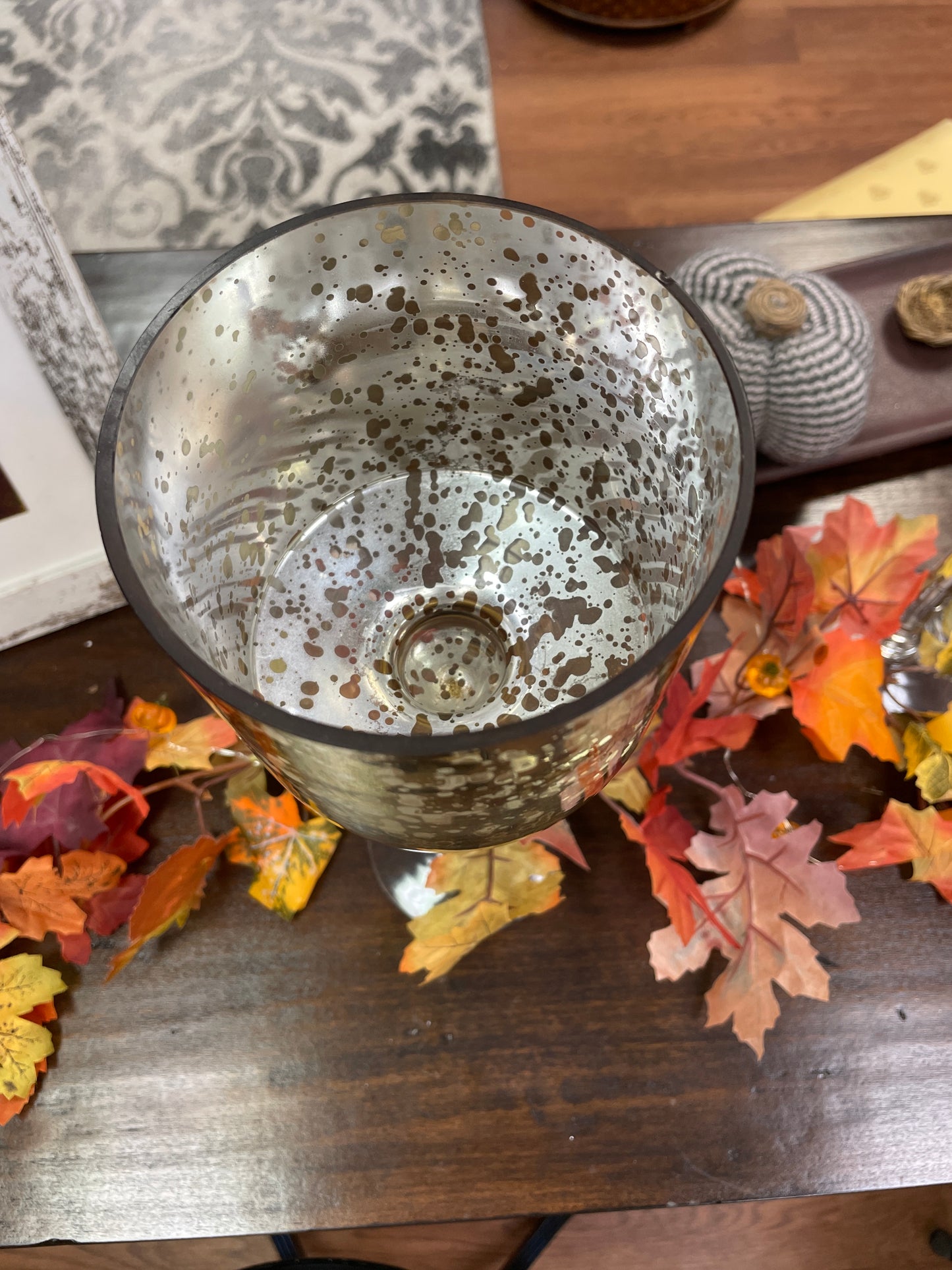 Gold Mercury Glass Candleholder - 14"