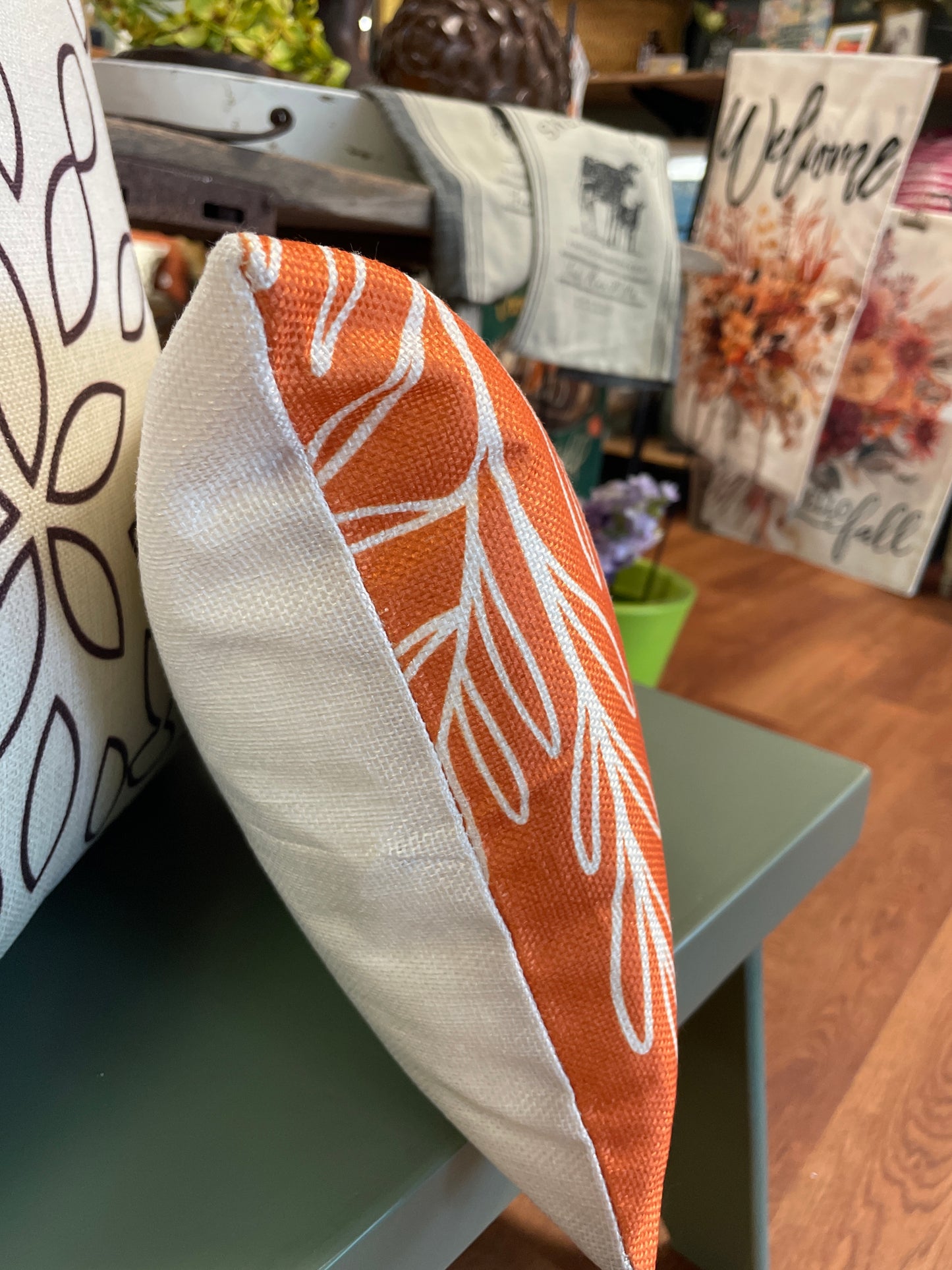 Hello Fall Orange Lumbar Pillow