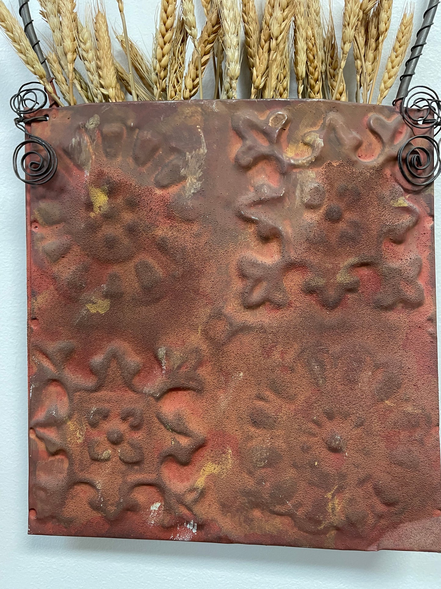 Rustic Wall Pocket with Wheat