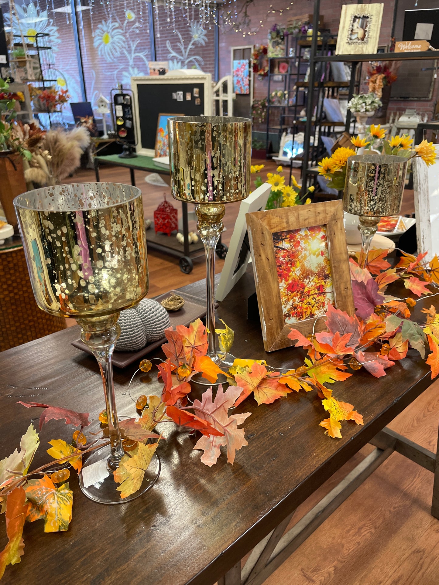 Gold Mercury Glass Candleholder - 15 1/2"