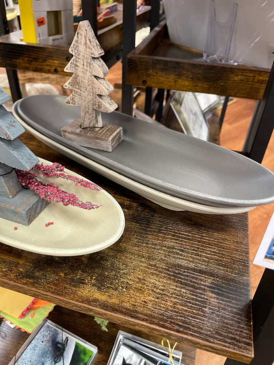 Oval Wood Tray - gray
