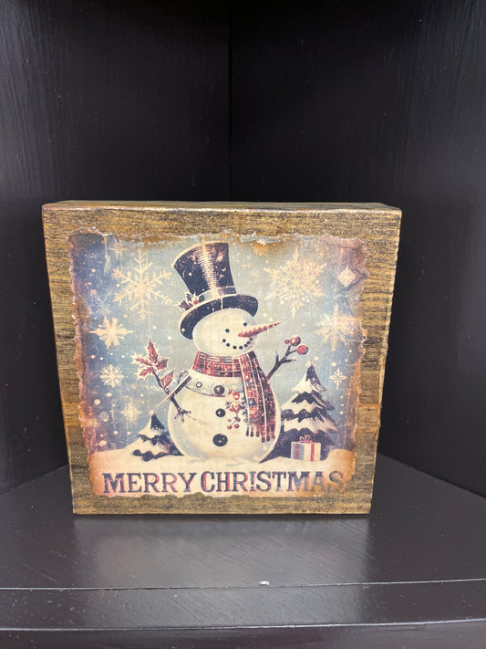 Snowman Wood Block