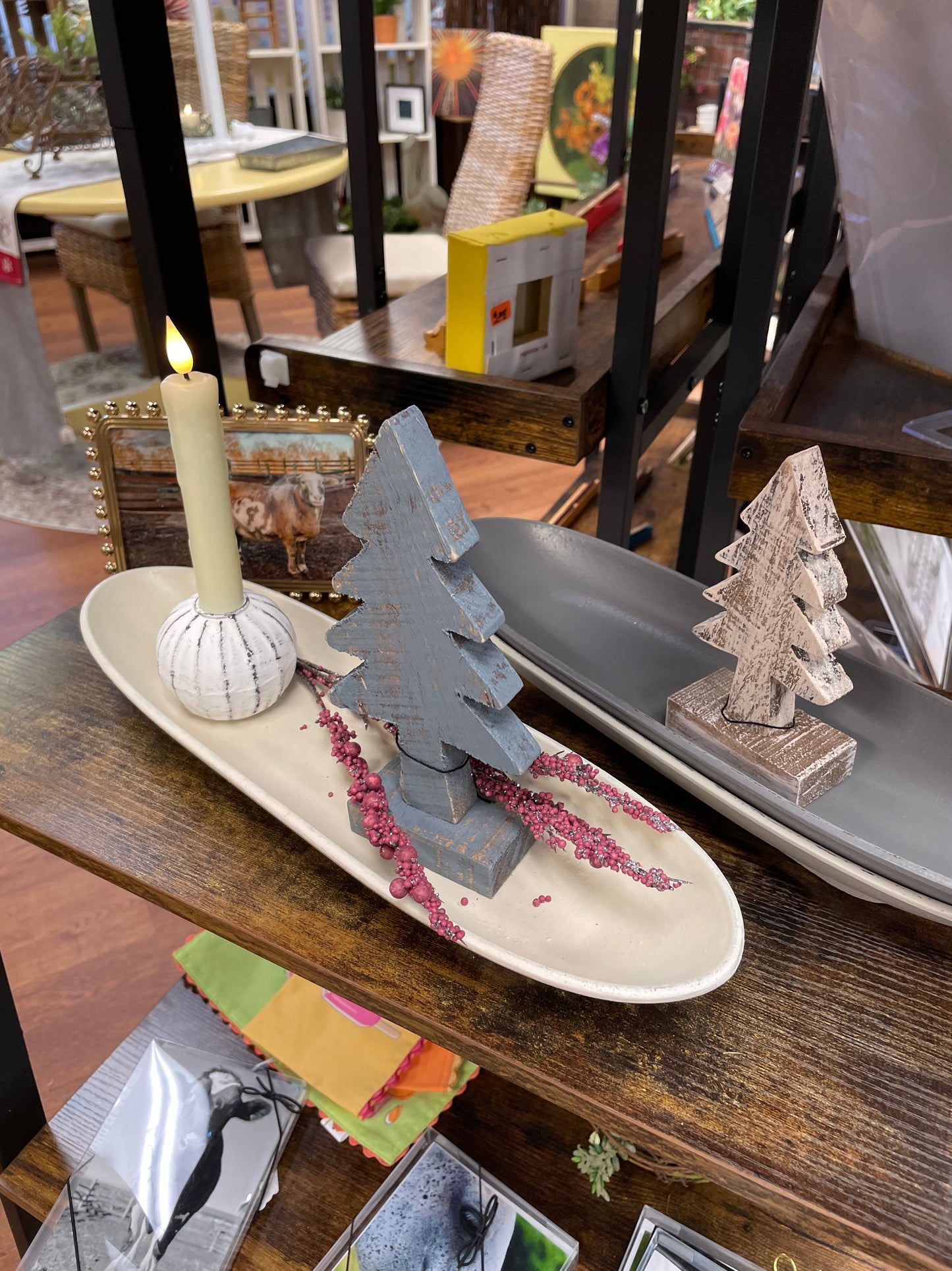 Oval Wood Tray - Lt Gray