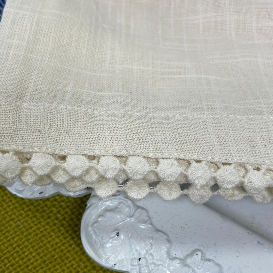 Cotton Lace Trimmed Napkin - Cream - Set of 4