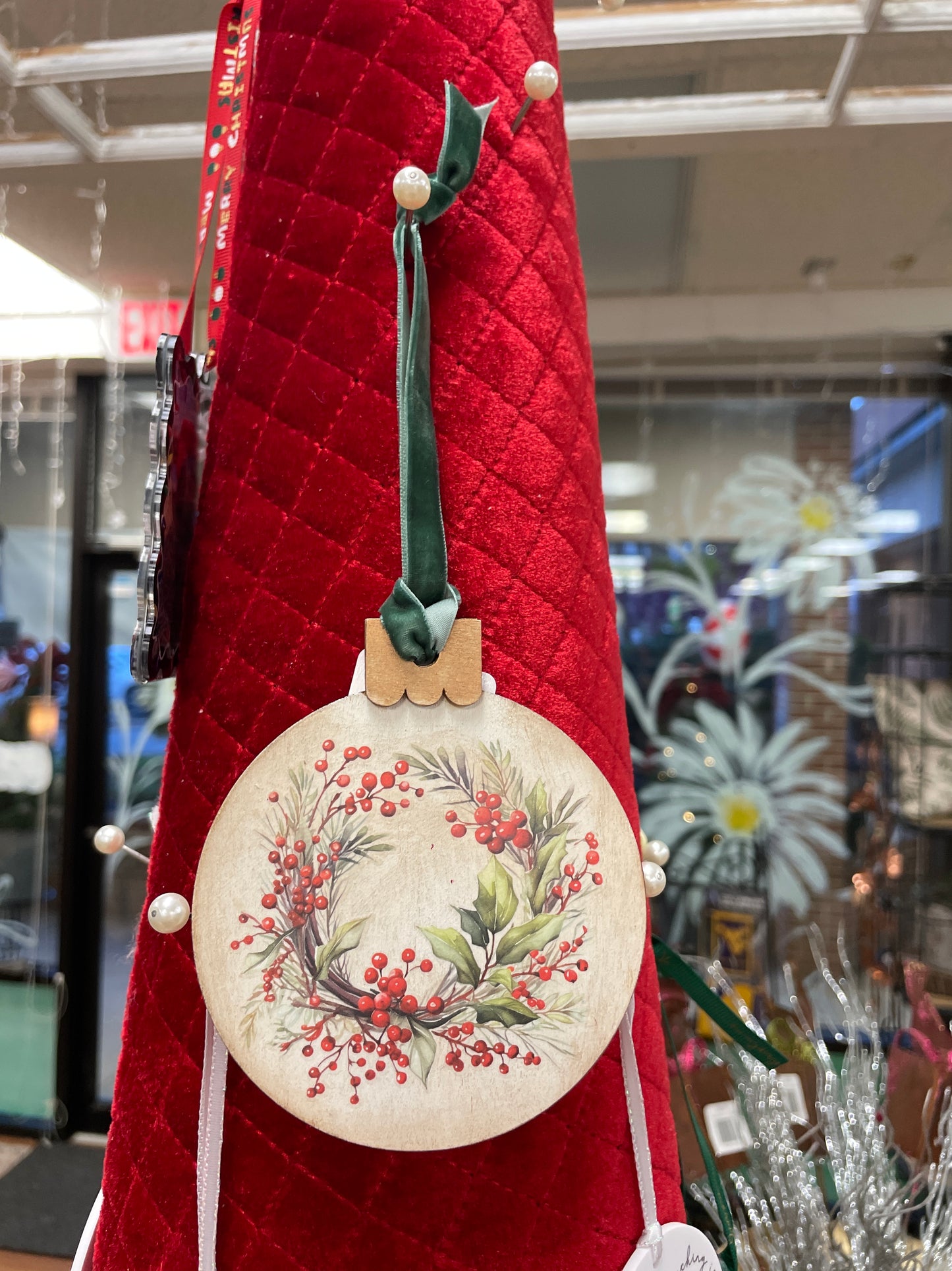 Holly Ornament w/Ribbon