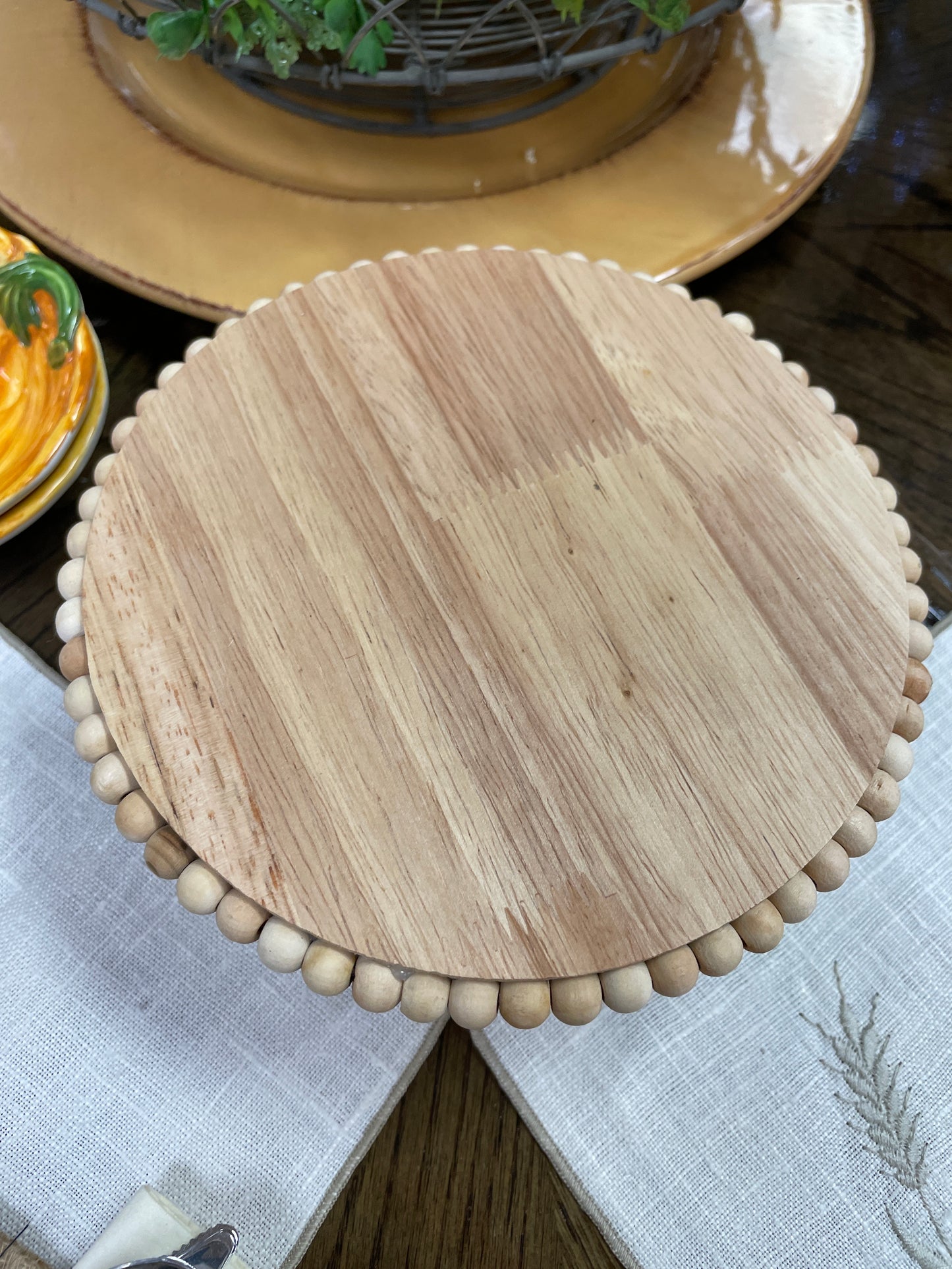 Small Wooden Beaded Rise/Cake Stand