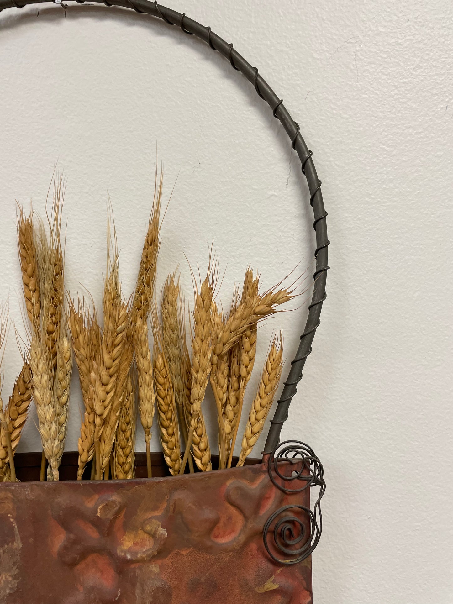 Rustic Wall Pocket with Wheat