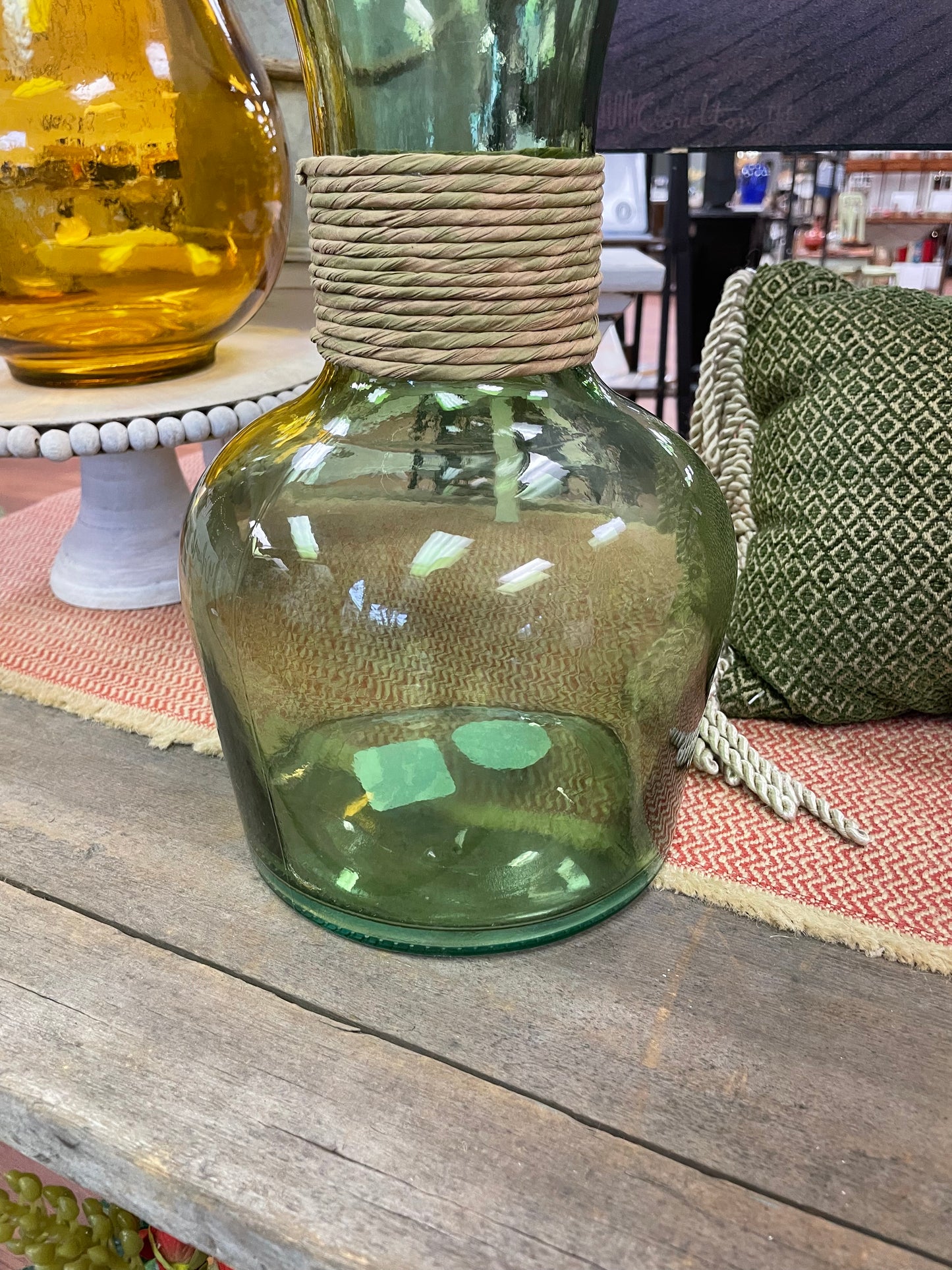 Green Vase with Jute wrap