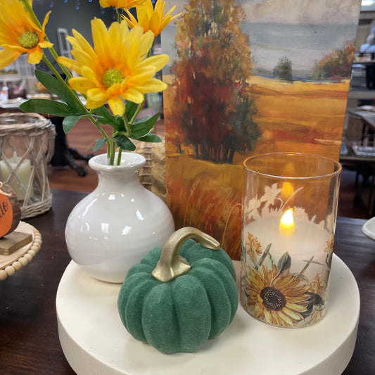 Green Velvet Pumpkin with Stem sm