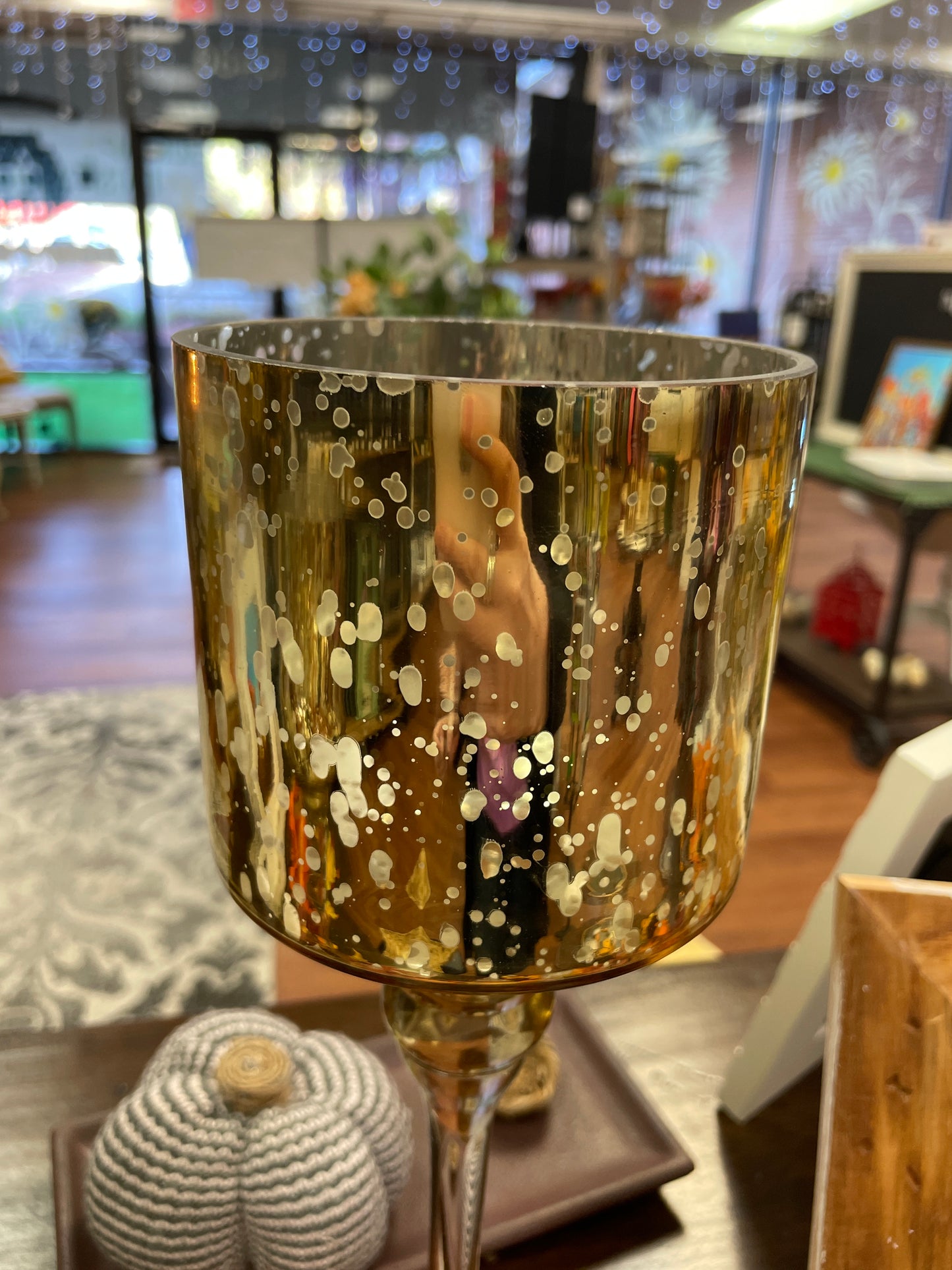 Gold Mercury Glass Candleholder - 15 1/2"