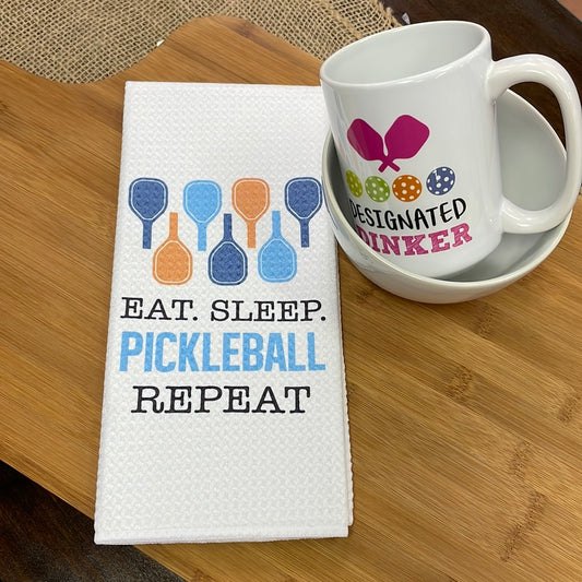 Eat, Sleep, Pickleball Towel, Funny Kitchen Decor