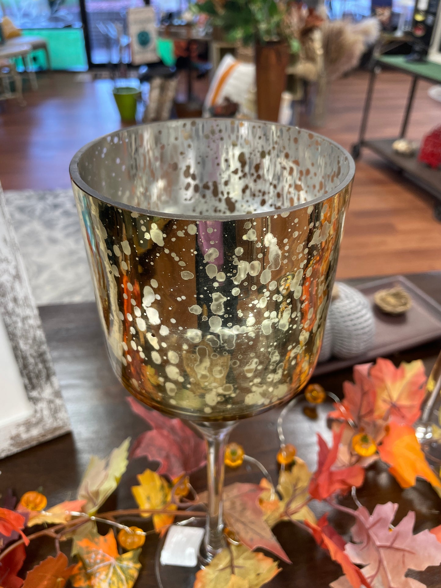 Gold Mercury Glass Candleholder - 14"