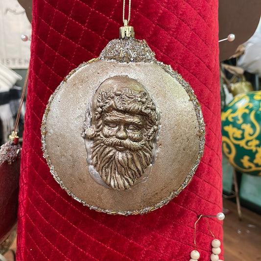 Gold Santa Round Orn