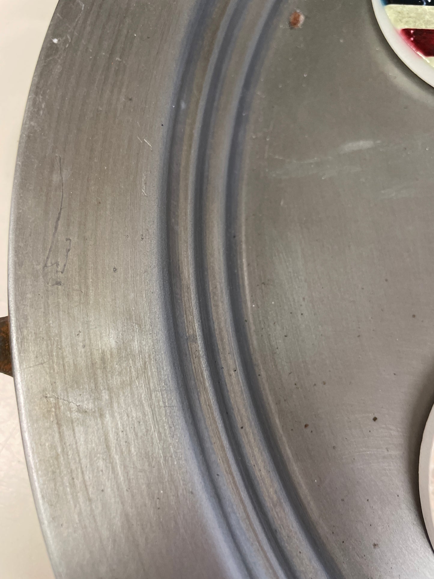 Round Metal Tray with Handles