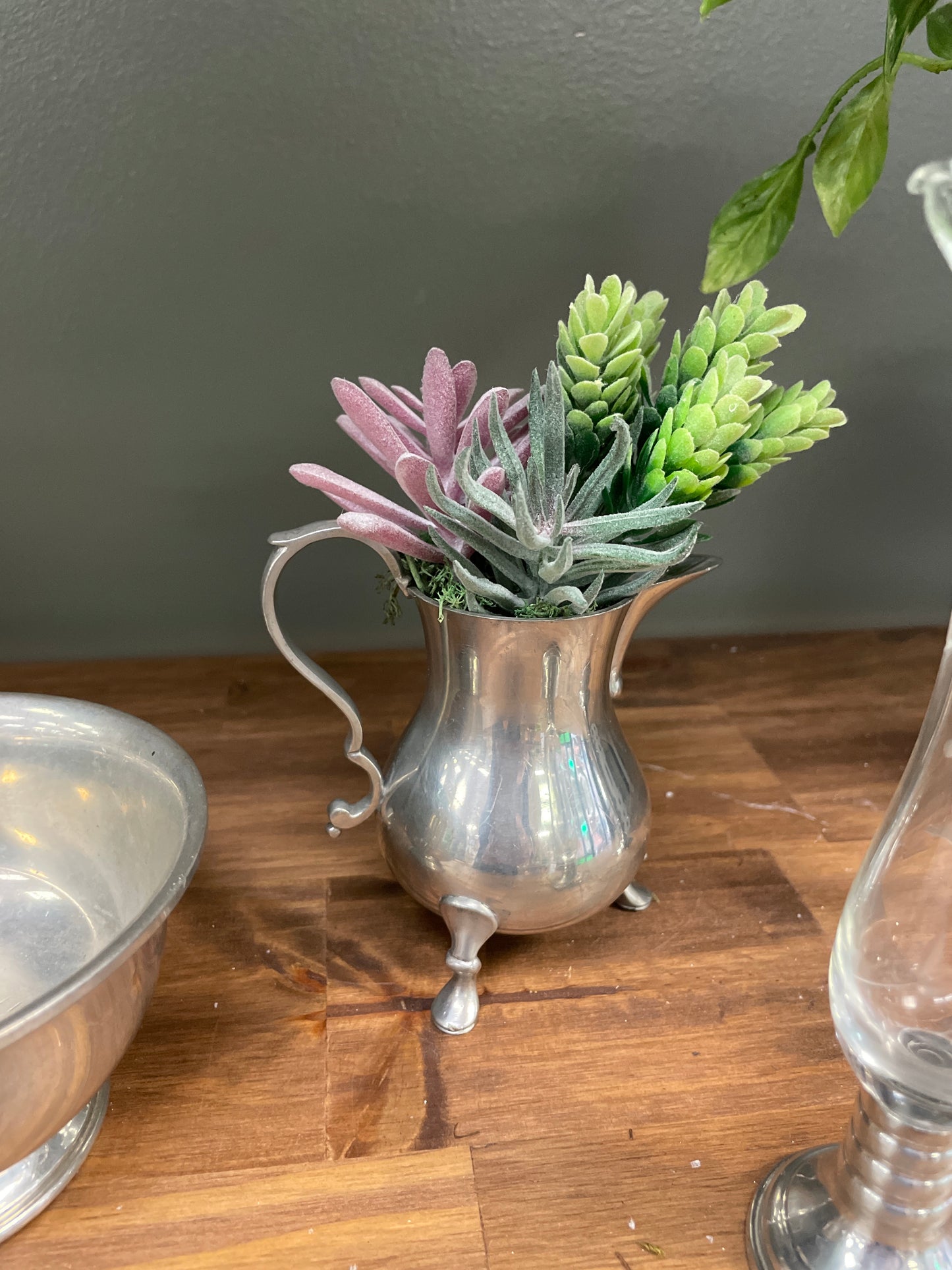Pewter Pitcher with Faux Lavender