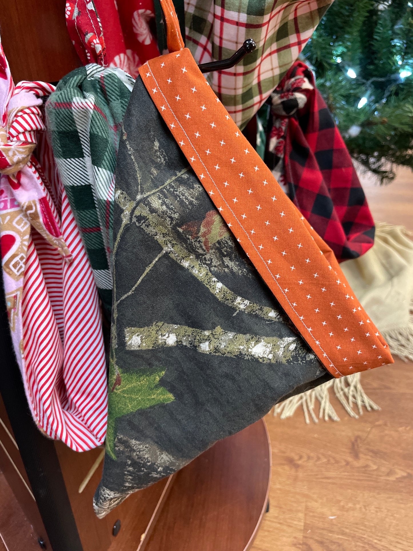 Bandana - Camouflage and Orange Polka Dot