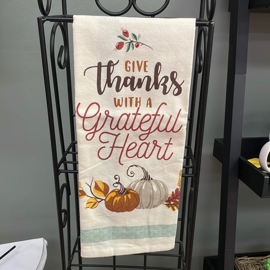Give Thanks Grateful heart - tea towel