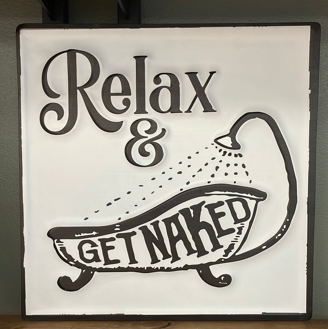 Relax Bath tub- enamel sign