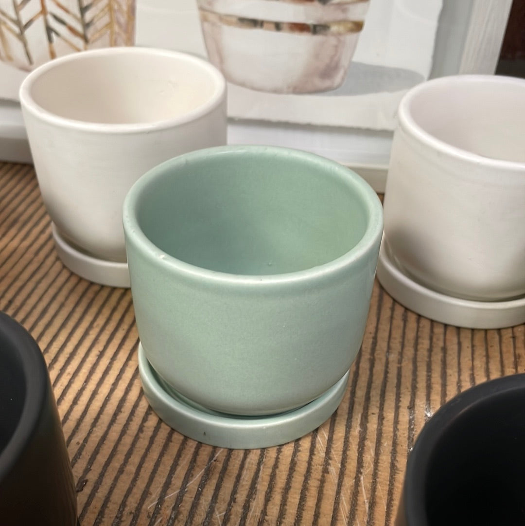 Small 3" Ceramic Pots - Green