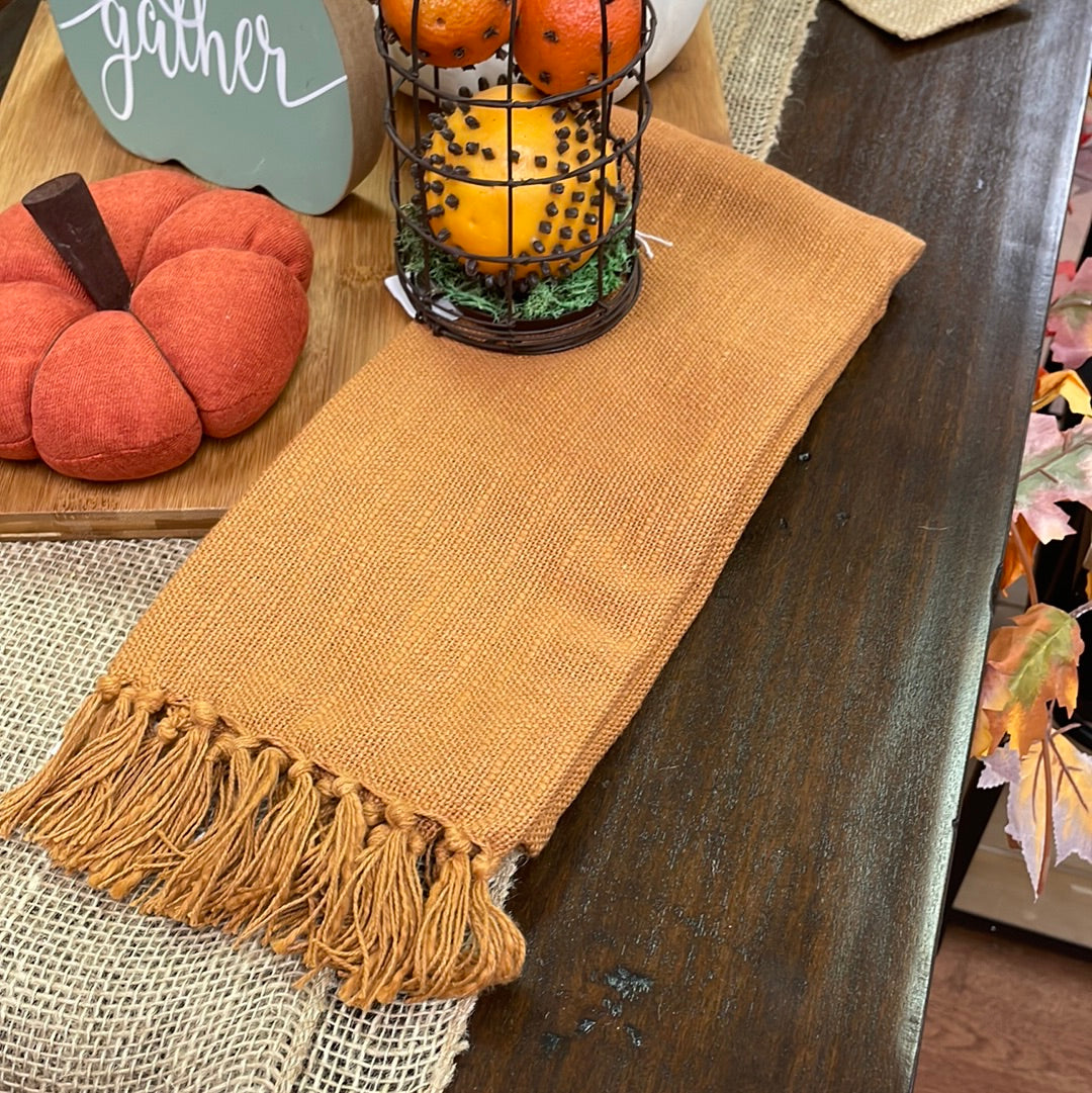 Fall Tea Towel - Burnt Orange tassel