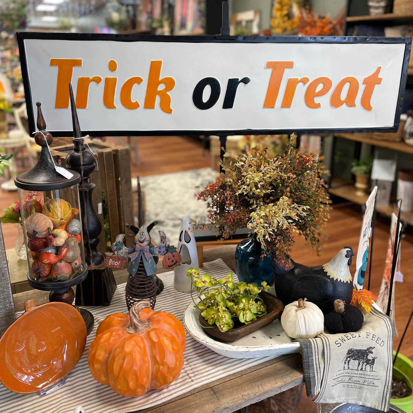 Trick or Treat LG Enamel Sign