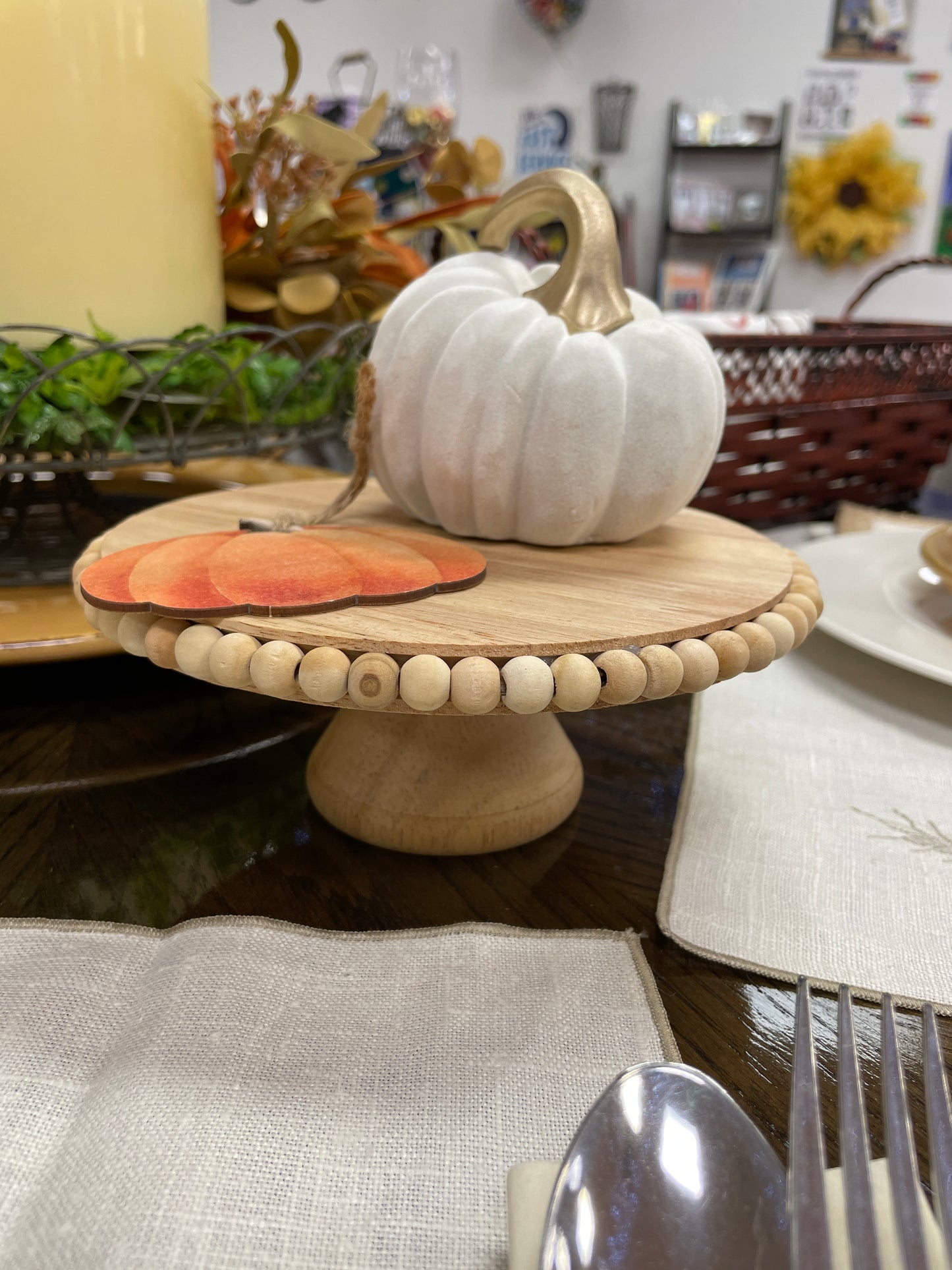 Small Wooden Beaded Rise/Cake Stand