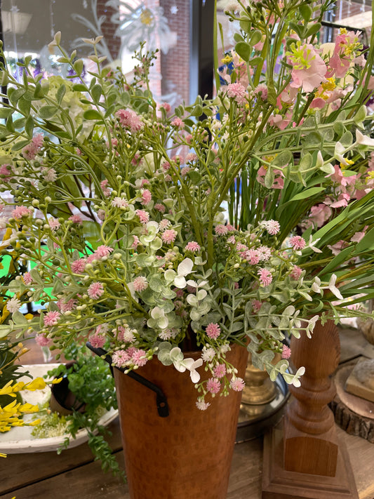 Pink Floral + Euc Long Stem