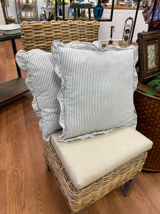 Grey Stripe w/Ruffles pillow