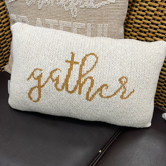 Cotton and Knit Lumbar Fall Pillow 20x12