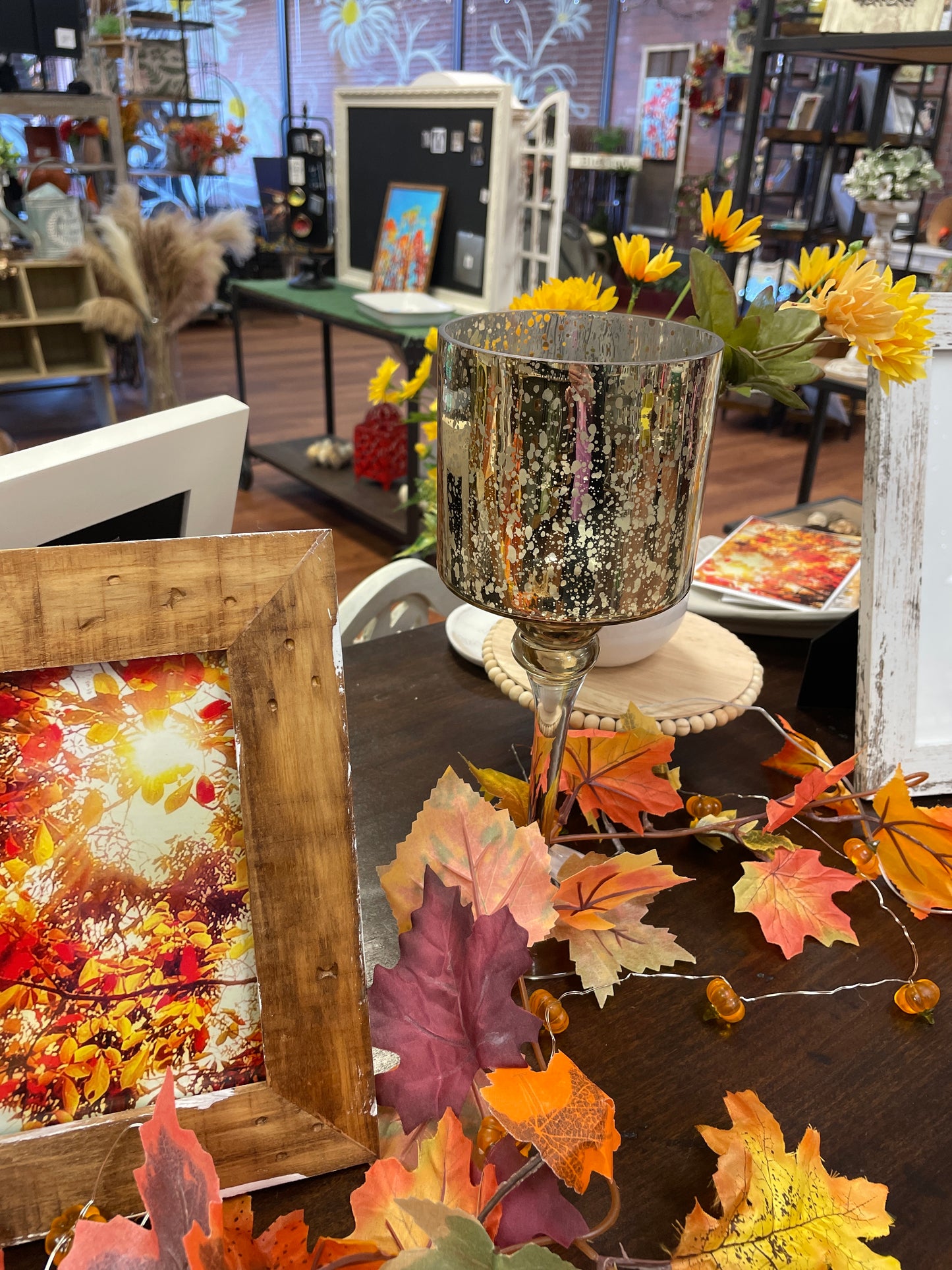 Gold Mercury Glass Candleholder - 12"