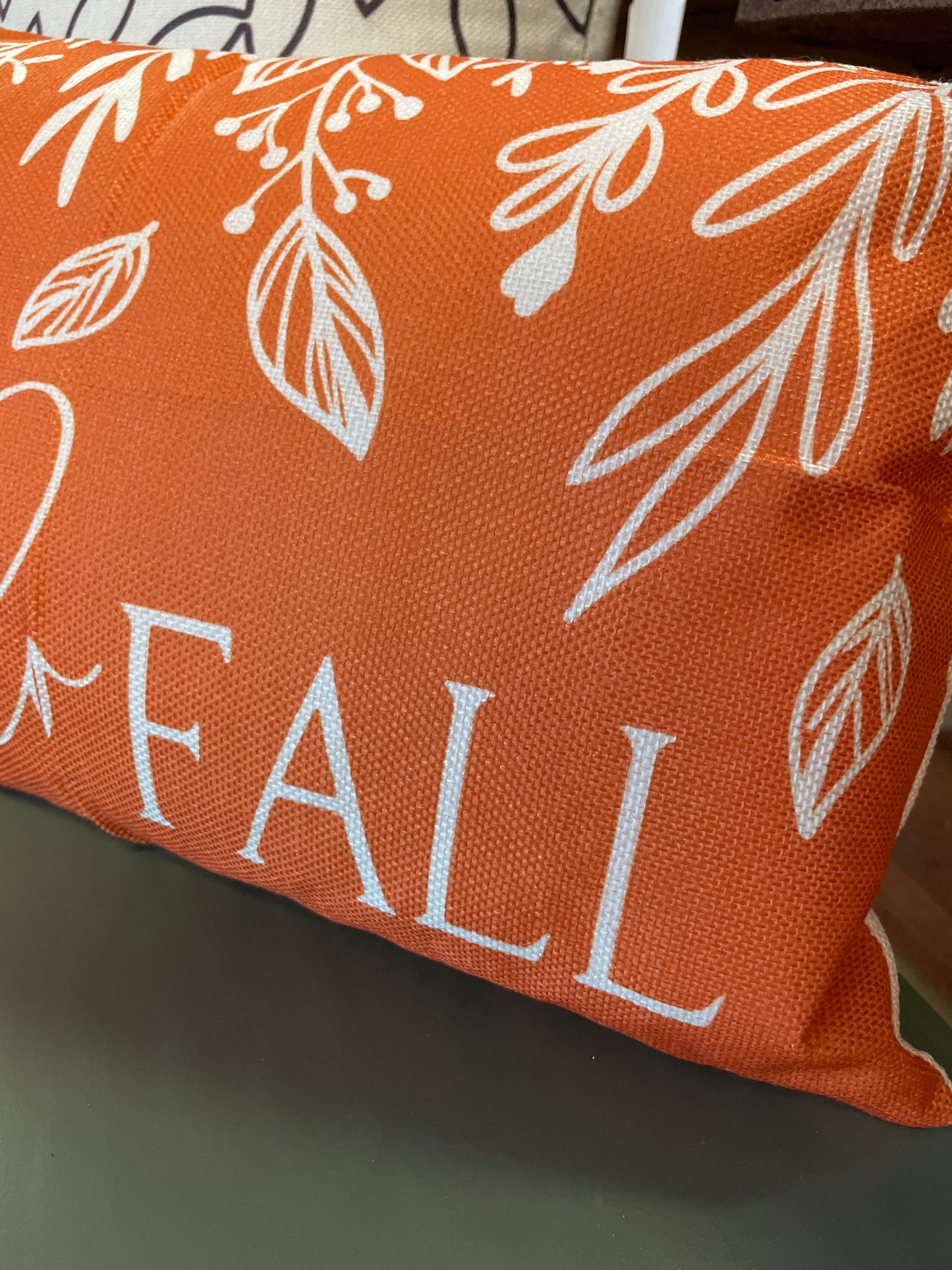 Hello Fall Orange Lumbar Pillow