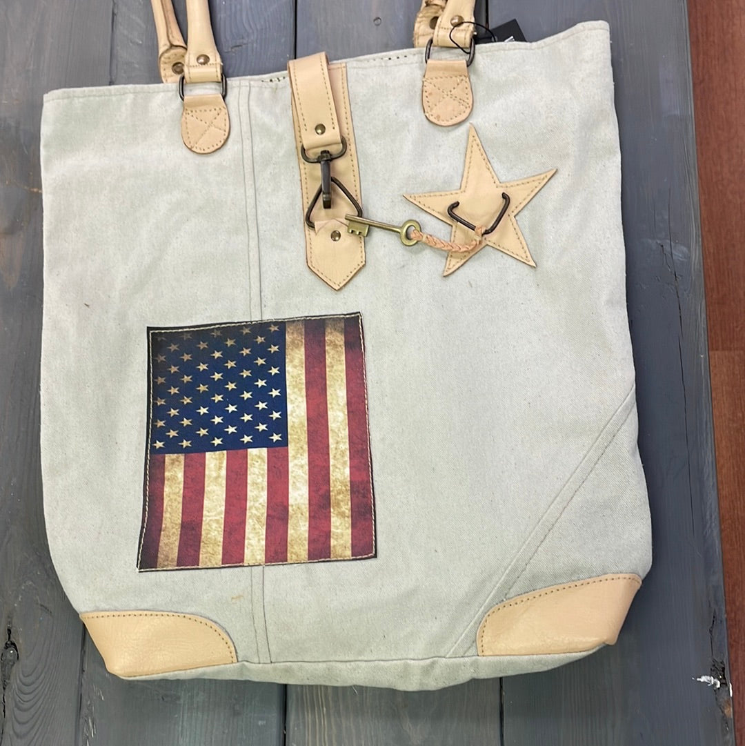 US Flag Canvas Tote