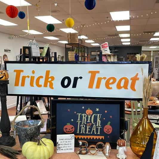 Trick or Treat LG Enamel Sign