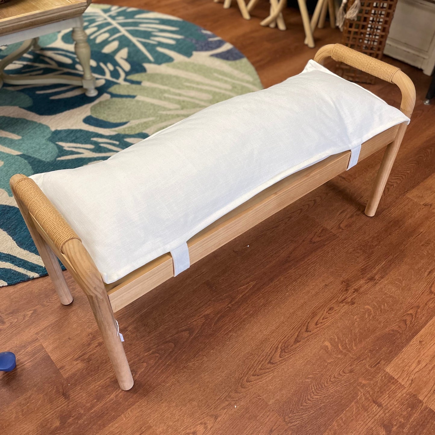 Wood Bench with Pillow