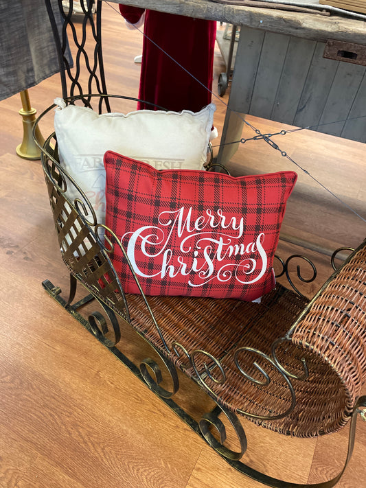 Merry Christmas Plaid Pillow