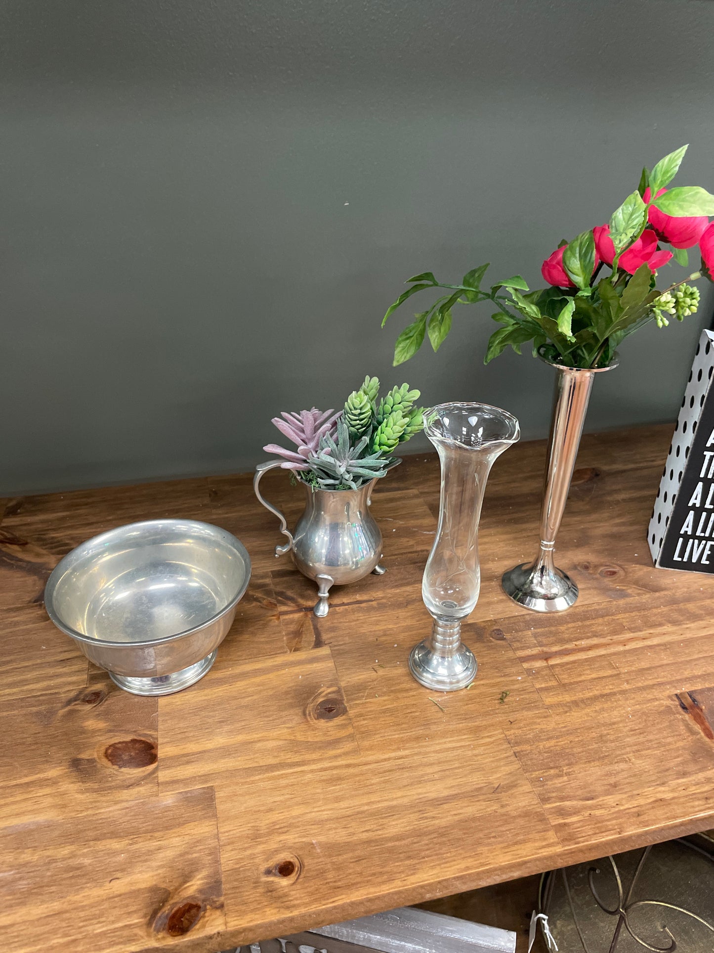 Pewter Pitcher with Faux Lavender