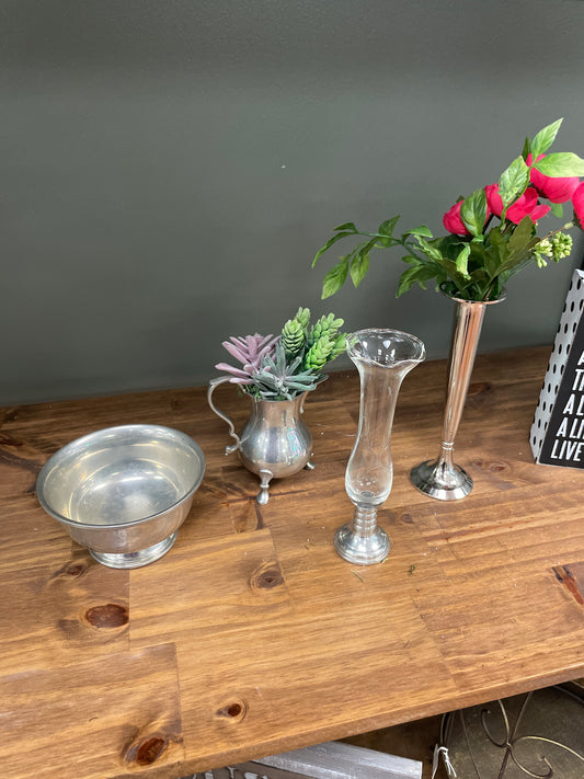 Pewter Pitcher with Faux Lavender