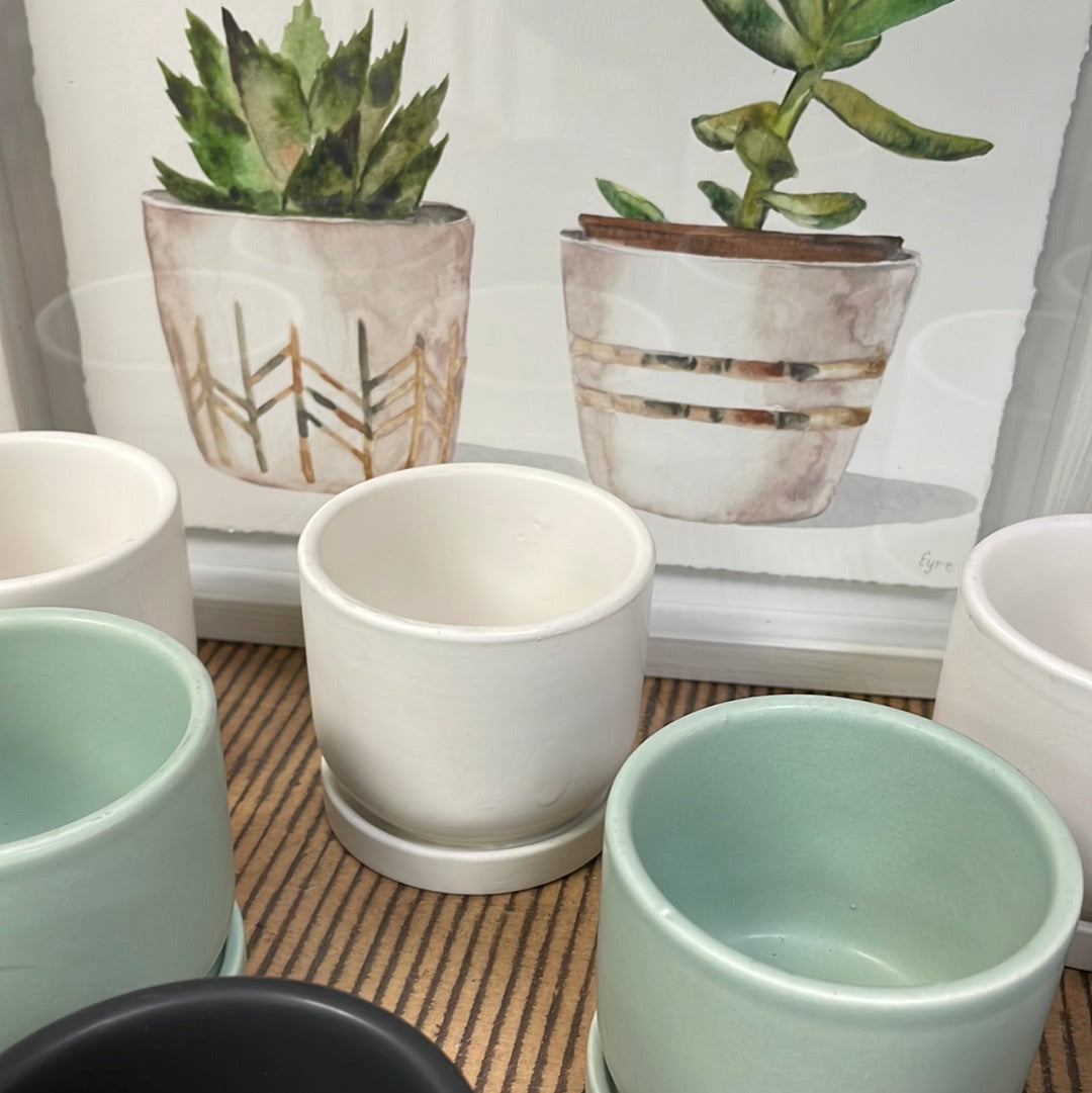 Small 3" Ceramic Pots - White