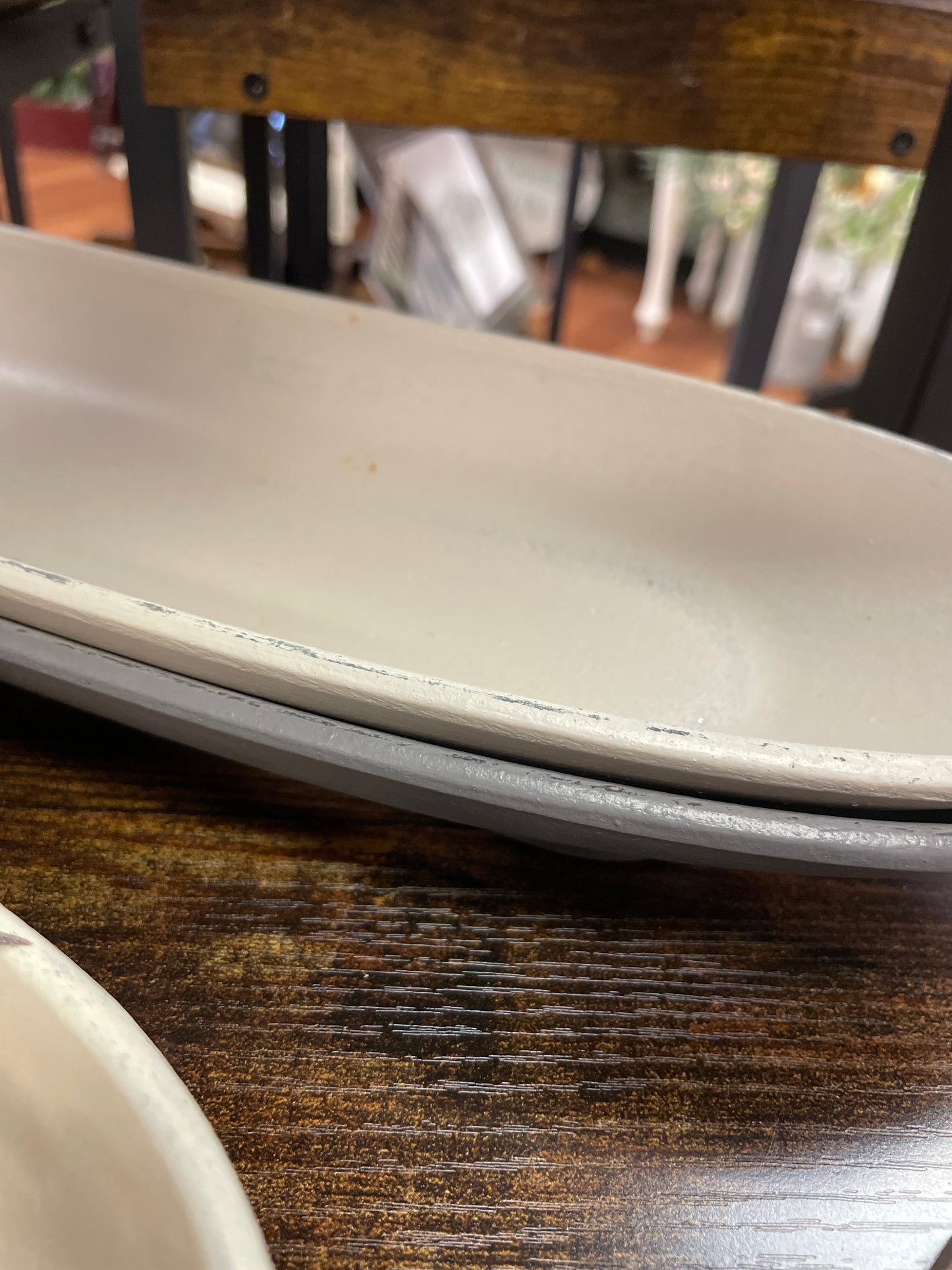 Oval Wood Tray - Lt Gray
